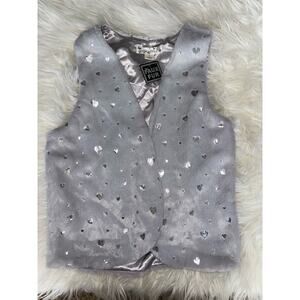 Knitworks girls sz. L gray silver heart shimmer "faux fur" vest. New w/tags